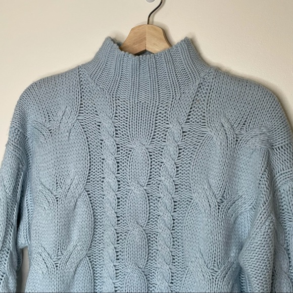 Charlie Holiday Botanica Fairmont Cable Knit Sweater Chunky Blue Small Cozy - Picture 7 of 11